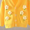 Toddler Girls Knitted Cardigan Flower Embroidery Long Sleeve V-Neck Sweater Cardigan 0-3Y