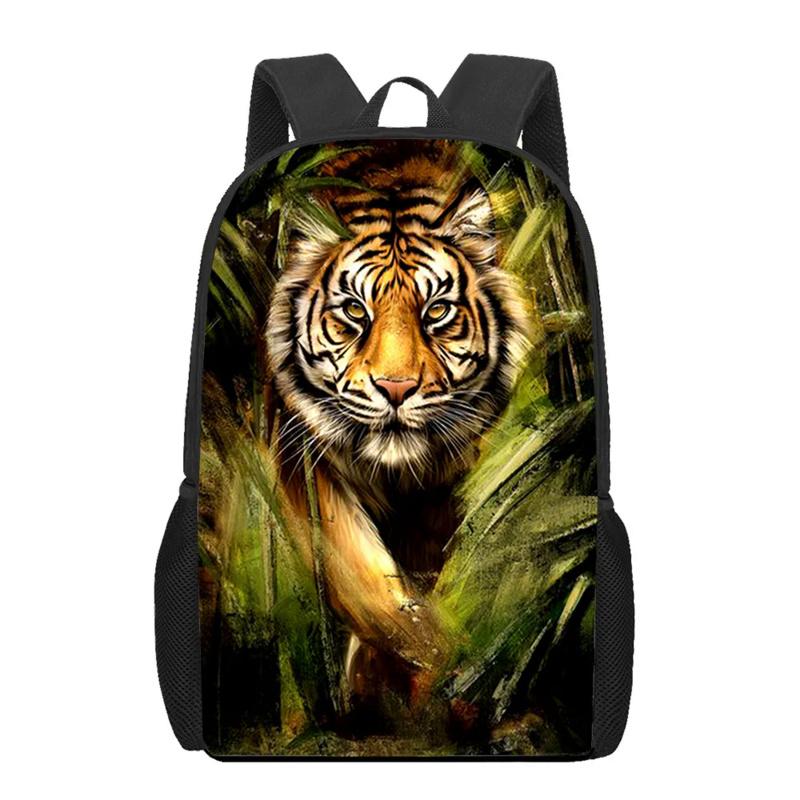 Creative Fiercely Tiger Pattern Backpacks for Girls Boys Children Students Book Bag Teenager Shoulder Rucksack Travel Backpack