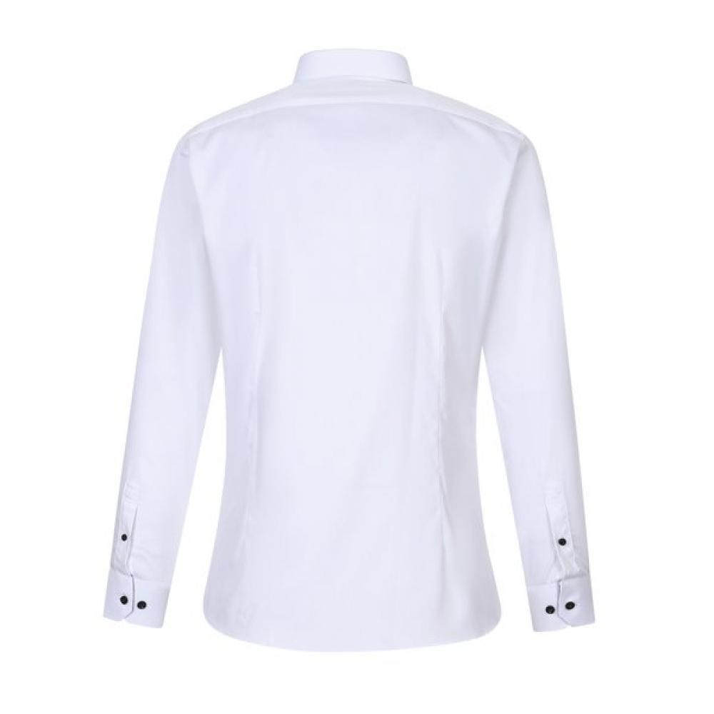 Countess Mara Slim Fit White Stretch Long Sleeve Shirt