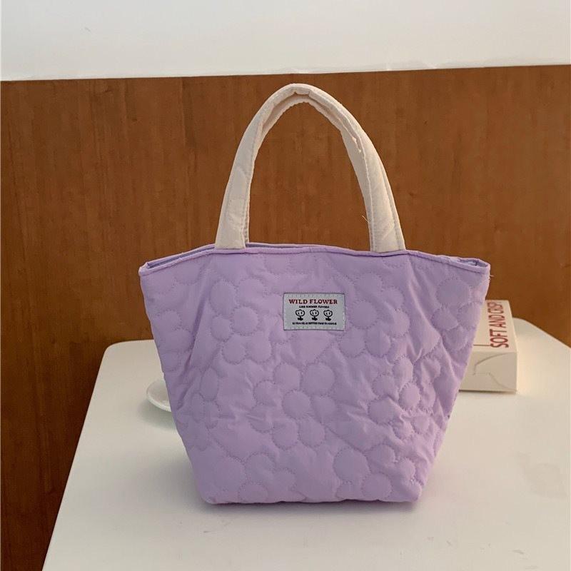 Стильная цветочная вышитая сумка-тоут для женщин, идеально подходит для школы, работы и прогулок фиолетовый