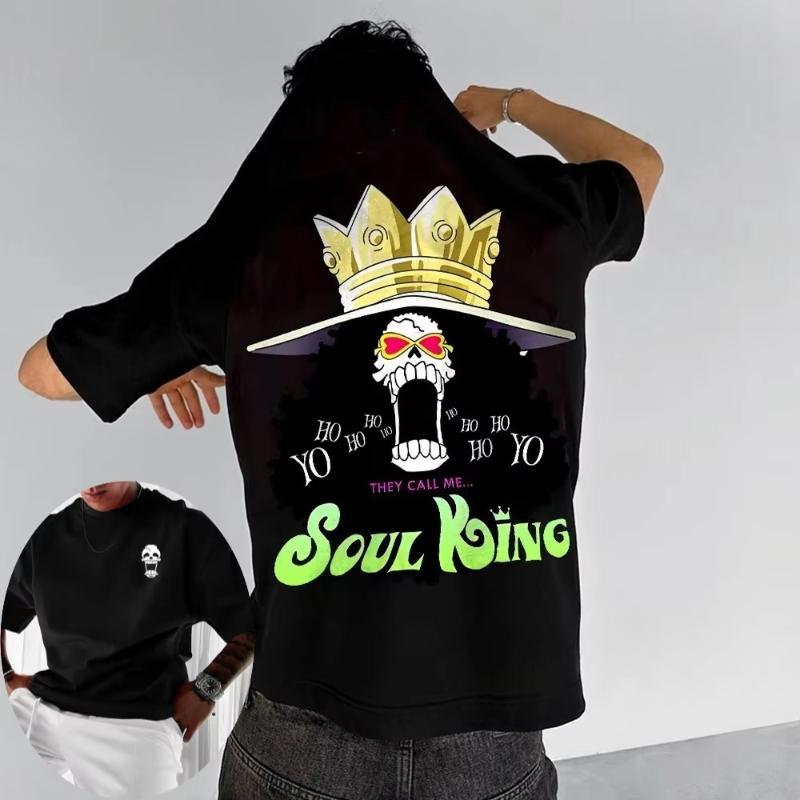 

One Piece Mens Tshirt Summer Brook Classic Japanese Anime Autumn Boy Childrens Shortsleeved Design Parentchild Outfit S