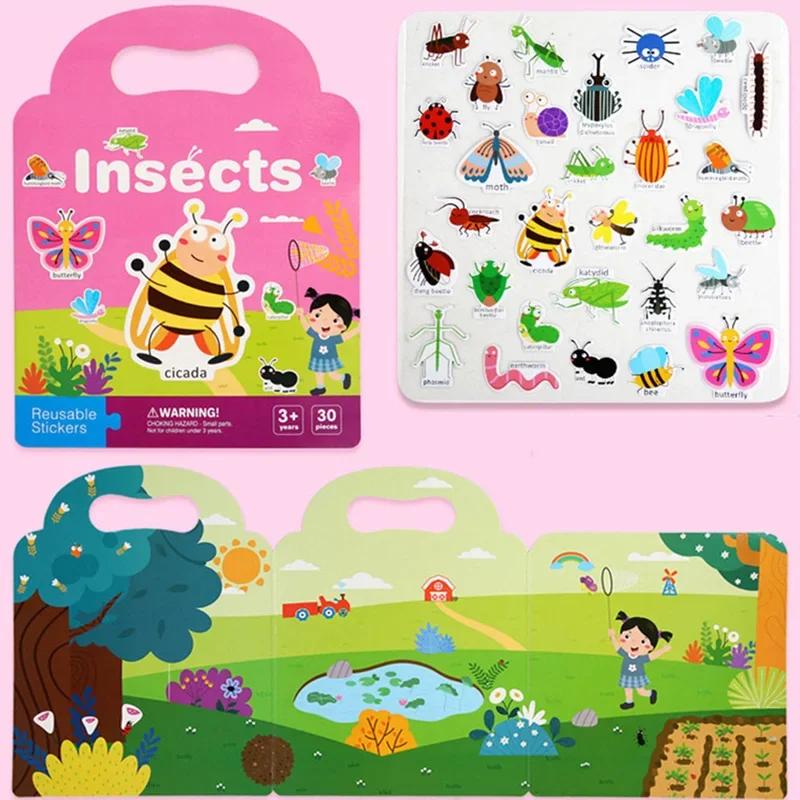 Reusable Quiet Sticker Book,Early Educational Scene Sticker Book,Enlightenment Cognitive Puzzle Book Toddlers Focus Training