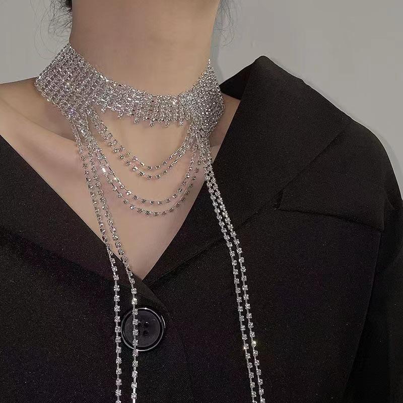 

Industrial Chic Multi-Layer Tassel Rhinestone Necklace for Women