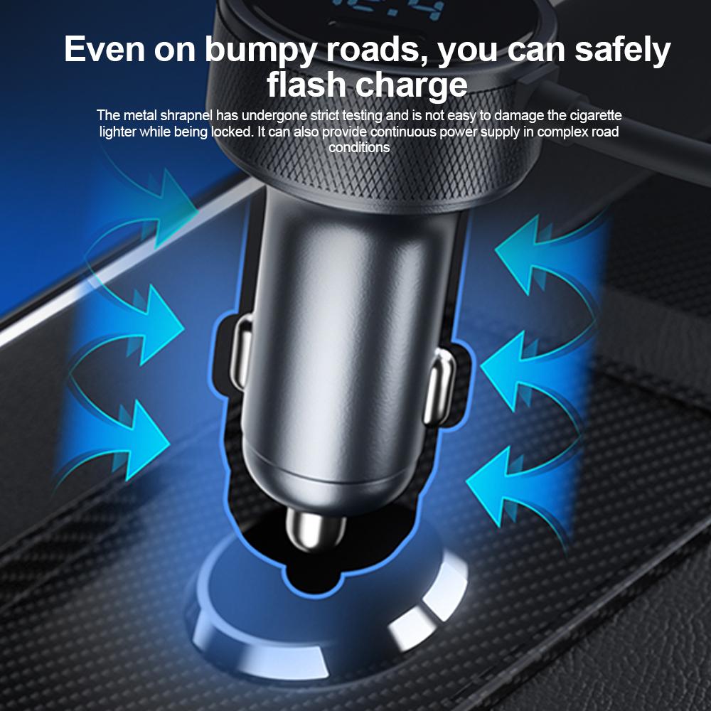 326W 6-in-1 Fast Car Charger Dual USB+PD Type-C Phone Power Socket Car Cigarette Lighter Splitter 12-24V Digital Voltmeter for Mini Starlink 4 Gens