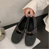 Autumn And Winter Retro Velvet Soft Soled Women's Shoes With Bow Tie Single Shoes