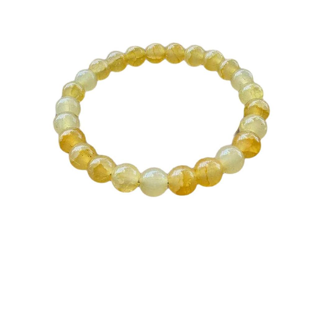 Xiyin Citrine Beaded Bracelet: Yellow Stripe Crystal Handmade Elastic Design