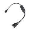 1 in 2 Out USB 5Pin Charging Cable with Integrated Switches & LED Light for 5V2A LED Lamp and Portable Electronics Black