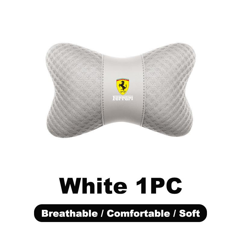 1pcs Car Leather Headrest Seat Lumbar Pillow Auto Accessories For Ferrari F430 Stradale Roma 488 Spider SF90 LaFerrari Portofino MQ6