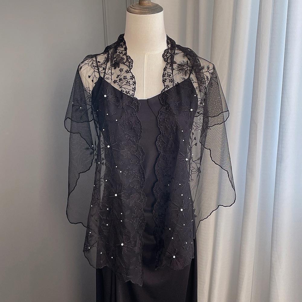 Literary Retro Women's Lace Scarf Elegant Embroidered Flower Sunscreen Shawl Long Female Headscarf for Women