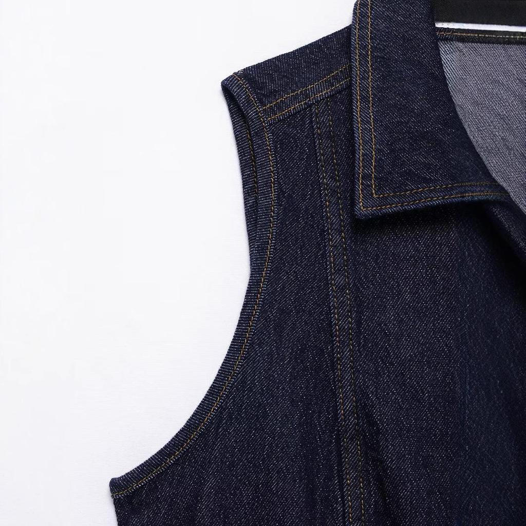 European & American Style 2025 Spring Fashion Set: Denim Vest & Wide-Leg Pants