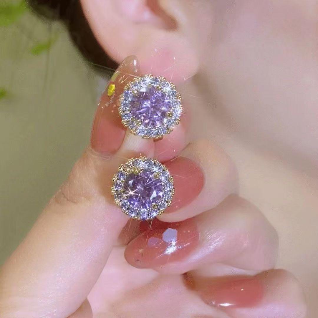 Изысканные серьги-снежинки с фиолетовым цирконом: Стильная, Компактная и Универсальная Высококлассная Мода для Женщин фиолетовый