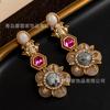 Vintage Jewelry Procurement Heavy Industry Light Luxury Retro Flower Earrings Sweet High-end Feeling