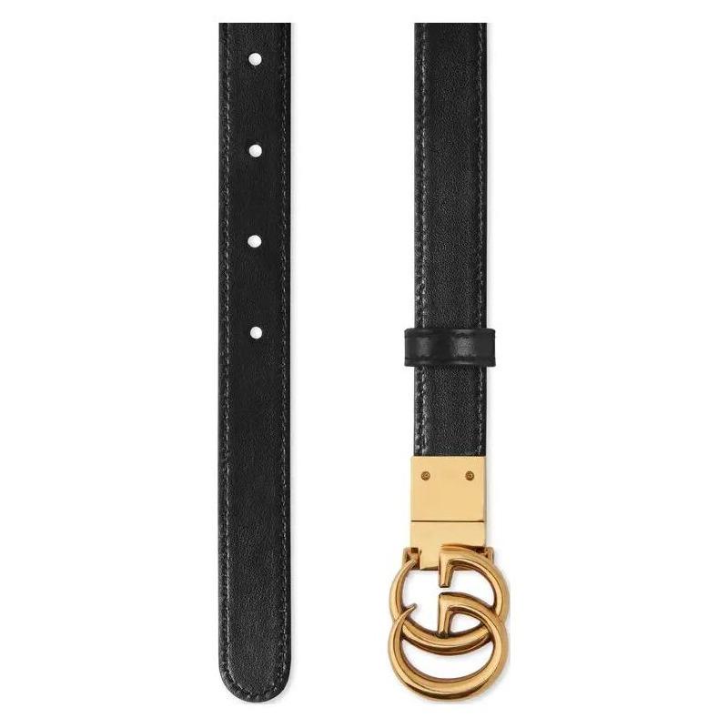 Gucci Gucci GG Marmont Doppel-G-Form Gürtelschnalle beidseitig schmale Version Ledergürtel Damen Breite 2cm 659418-92TIC-9769