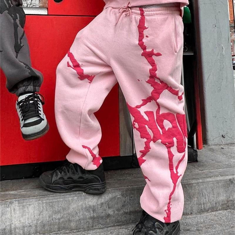 European and American Y2K Street Hair Bubble Printed Hip Hop Casual Pants for Men and Women