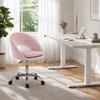 Velvet Desk Chair, Modern Office Chair with Height-Adjustable, Wheels, for Home Study Bedroom, Pink