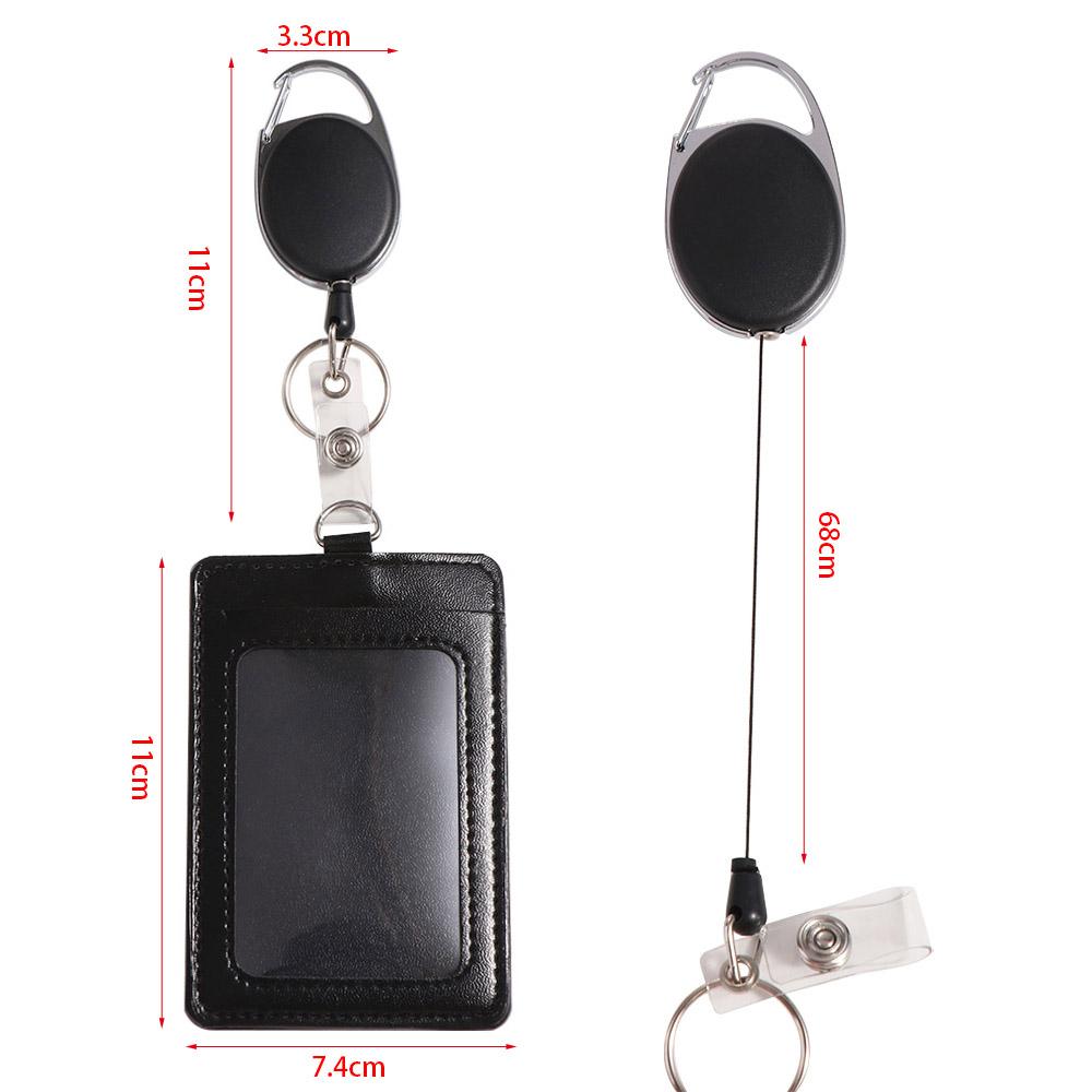 Lanyard Retractable Key Chain Card Case Black ID Card Holder Gift Name Card Badge Female