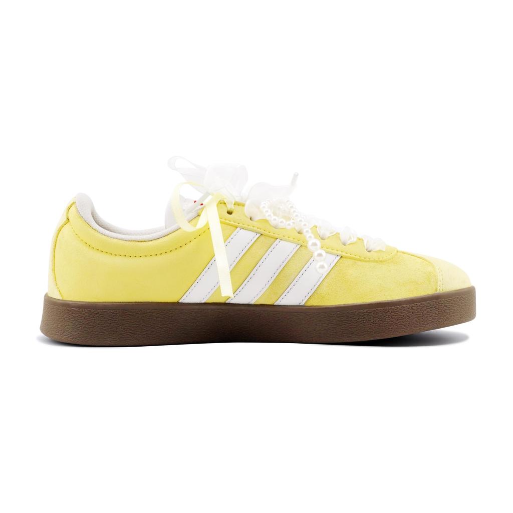Adidas VL COURT 2.0 Lemon Dream Wander Slip Resistant Abrasion Resistant Low top Skateboard Shoes Unisex Light Yellow HQ1802(Team717-)