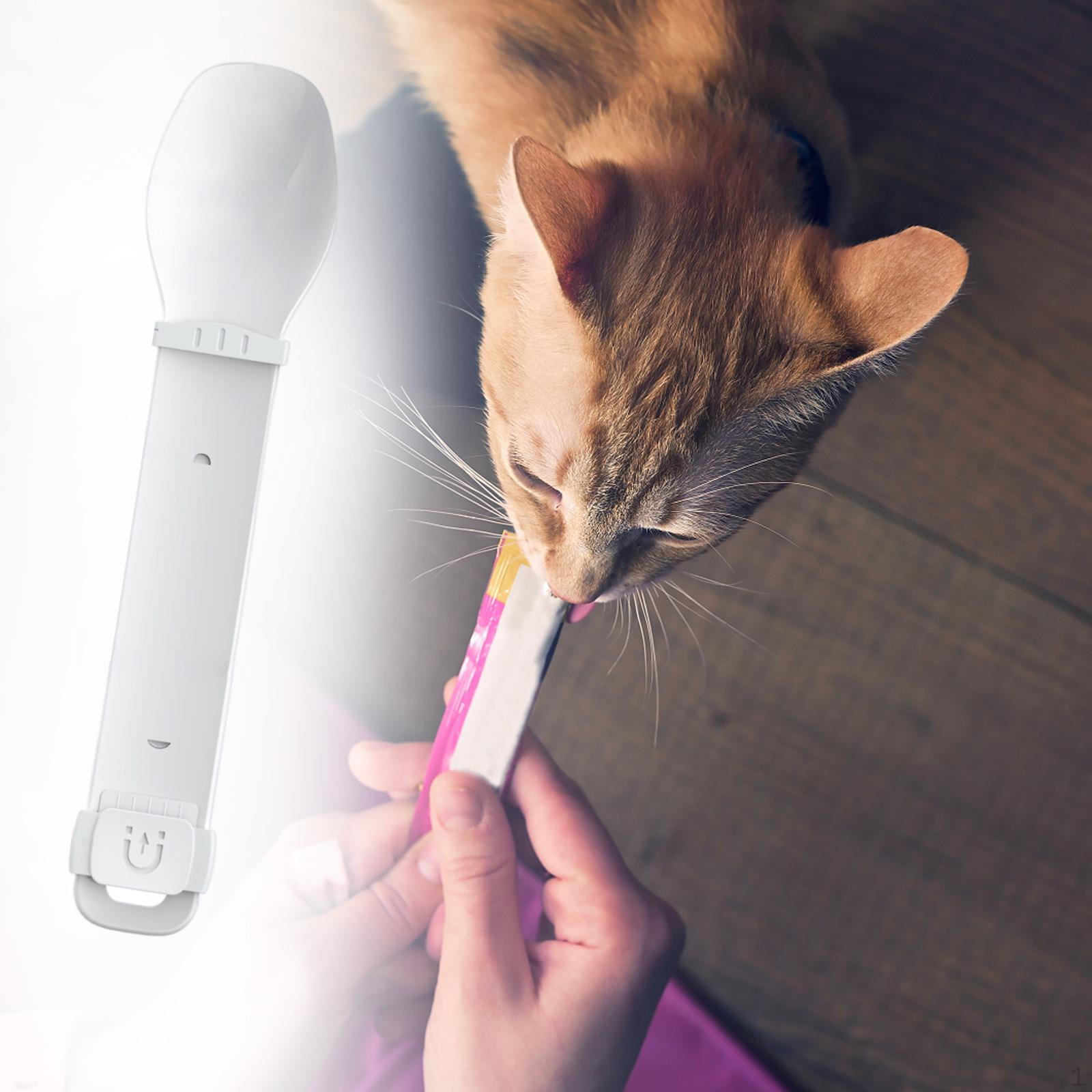 Pet Feeding Spoon Cat Treat Dispenser with Mixing Rod Portable Food Multi Functional