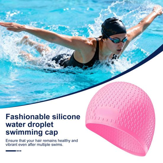 Adults Silicone Swimming Cap, Water Resistant Lightweight Swim Hat, Non-slip Elastic Men Women Bathing Cap for Swimming Pool, Beach