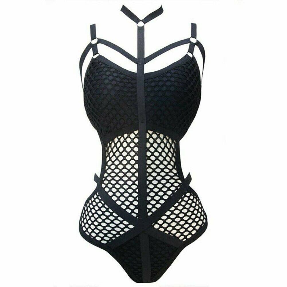 Maillot de bain une pièce en maille pour femme, bikini, string, résille, body