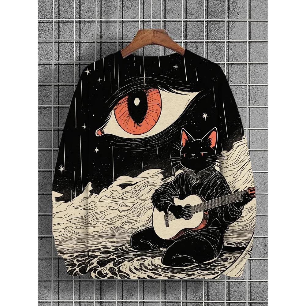 Funny Cat Pattern 3D Printed round-neck sweatshirt Hoodies Long Sleeves Sweatshirts Hip Pop Pullovers Men Women Clothing Tops