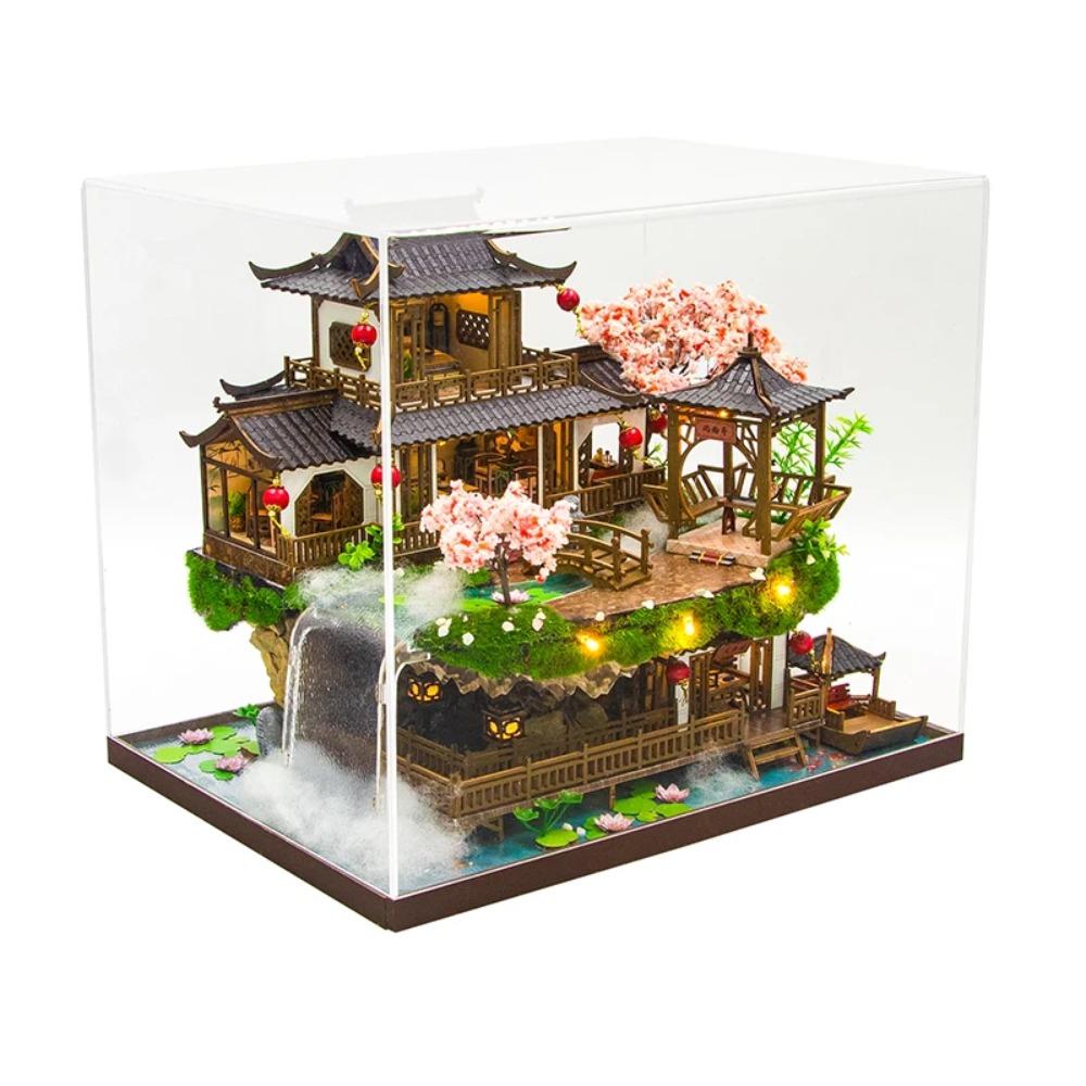 Dřevěné domečky pro víly pro kutily Miniaturní stavebnice Starověký čínský domeček pro panenky Casa s nábytkem 3D puzzle jako dárky pro přátele
