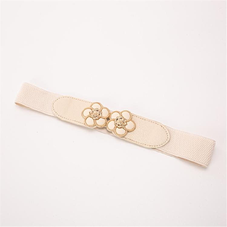 Stretch Waist Chain Oversized Flower Buckles PU Belt for Women Proms Stage and Club Party Casual Wear Elaborate Jewelry