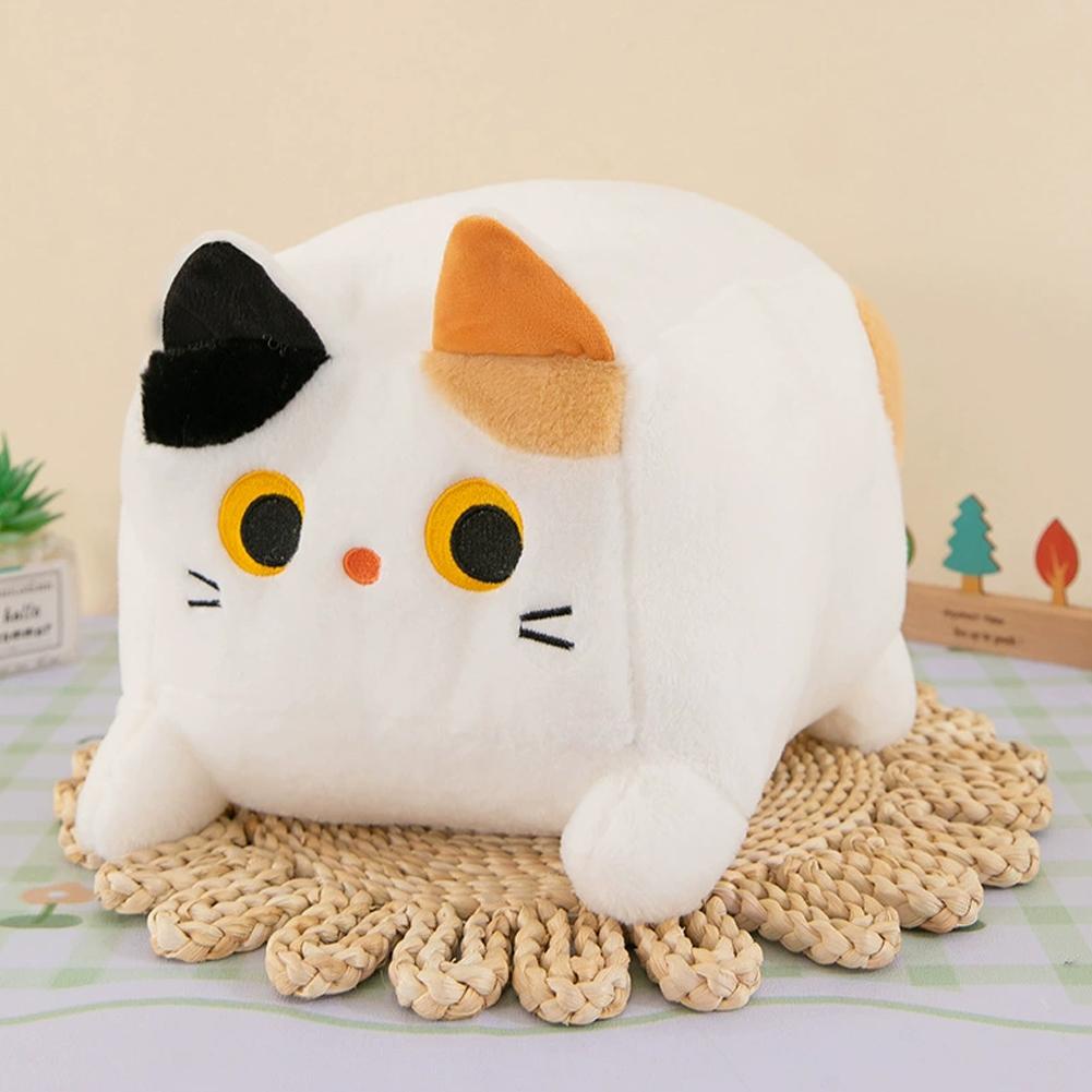 Square Cat Pillow Plush Toy Kawaii Black Cat Cushion Fluffy Soft Stuffed Animal Doll For Kids Home Decor Gift