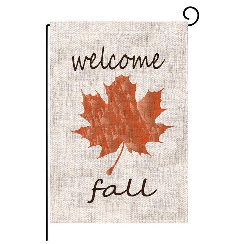 Double-Sided Pumpkin Maple Leaf Garden Flag - American Style Halloween Colorful