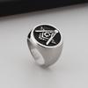 Men's Retro Freemason Skull Ring - European & American Punk Blackened Stainless Steel