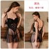 Sex Underwear Sexy Low Chest Plus Chest Pad Perspective Mesh Lace Corset Backless Nightdress Set A