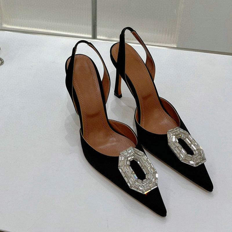 Fashion 2025 Women Pumps Rhinestone High heels Woman Party High-Heeled Rhinestone Buckle Stiletto Silver Women's Daily Sandals