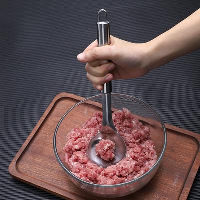 Anti-stick Meatball Scoop Fall-resistant Stainless Steel Portable Hollow Smooth Maker Spoon for Kitchen