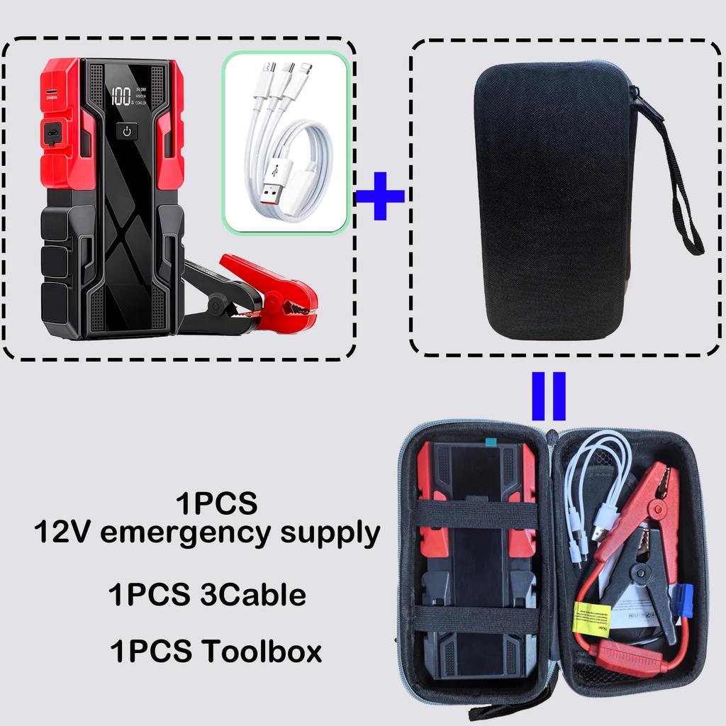 Nou Starter Portabil pentru Mașină 12V 99800mAh, Baterie Externă de Urgență Portabilă cu LED, USB, pentru SUV, Van, Motocicletă, ATV