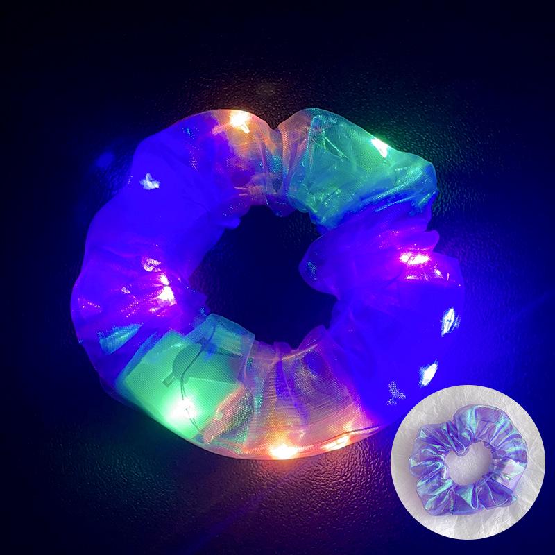 LED Işıklı Parlak Saten Noel Saç Tokası - Amerikan ve Avrupa Stilleri için Kalın Bağırsak Scrunchie Saç Aksesuarı