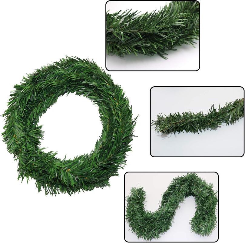 Artificial Pine Christmas Wreath Soft Green Holiday Garland Xmas Door Wall Decoration No Lights Festive Home Party Decor