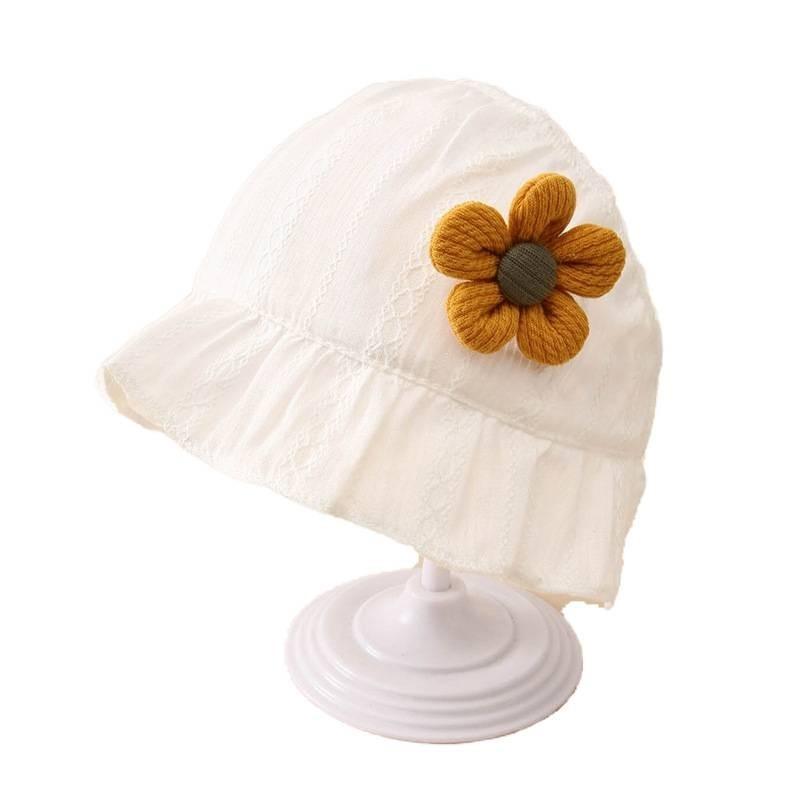 Детская хлопковая кружевная шляпа от солнца для новорожденных, шляпа от солнца, тонкая дышащая шляпа белый