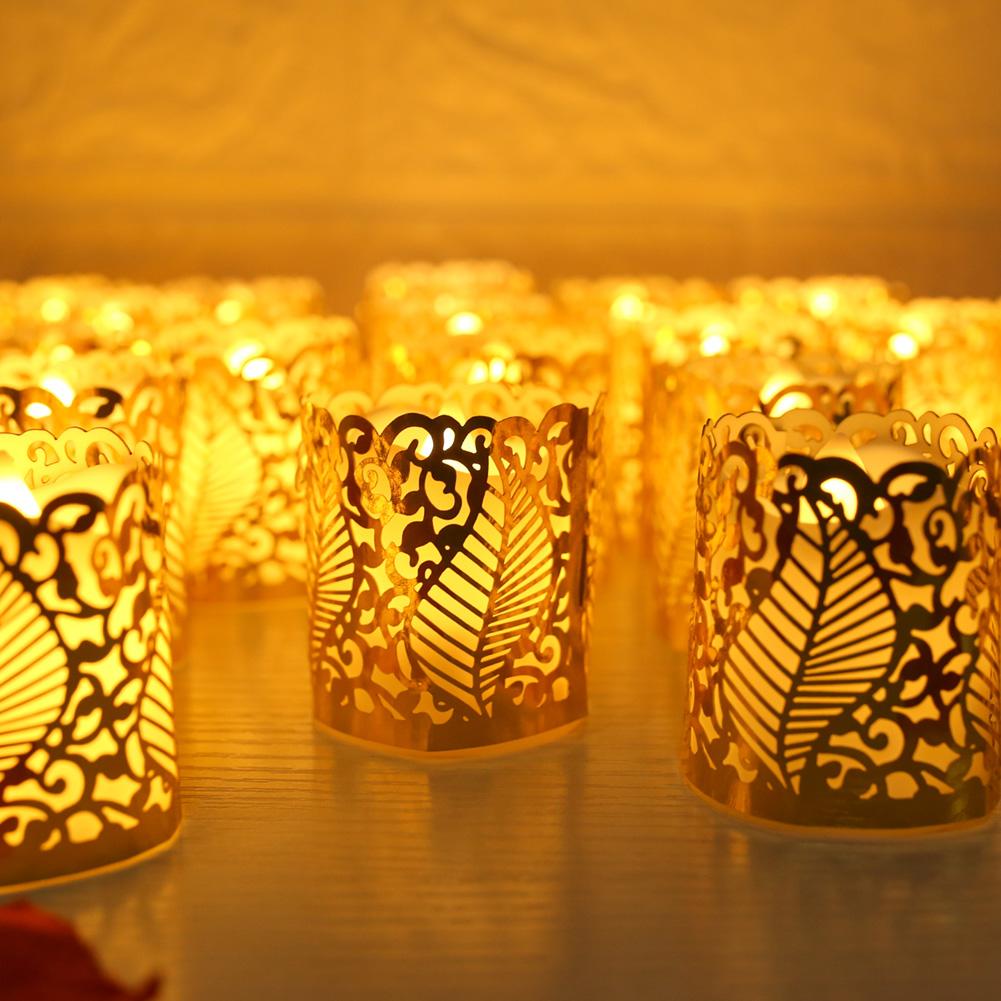 6Pcs/Pack Hollow Lampshade Set For LED Candle Light Laser Cut Hollowed-out Decorative Wraps Lamp Covers