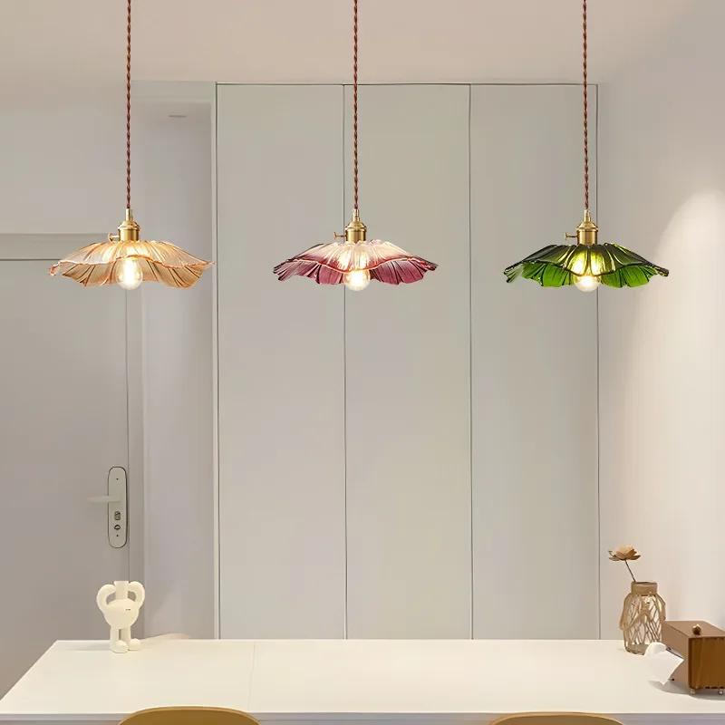 Vintage Pendant Lights, Home Decor Lighting, Floral Glass Hanging Lights,Living Room Bedrooms,Bedside Lamps, Interior Decoration