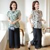 Elegant Summer Dress Set: Stylish Two-Piece with Short-Sleeved Shirt for Mid-Aged Women, New Chinese Style
