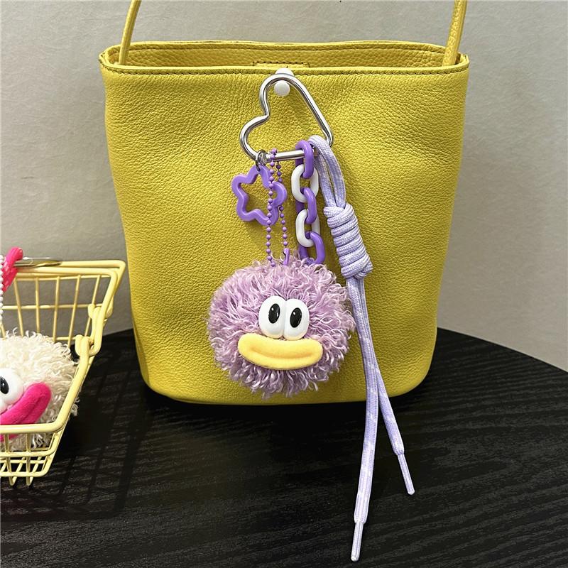 Miu Series Style Bag Pendant Cute Cartoon Plush Doll Keychain Ugly Cute Doll Schoolbag Woven Rope Mobile Phone Pendant