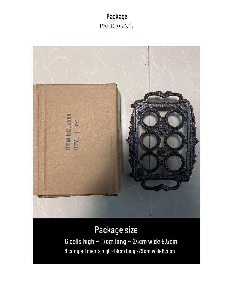 Retro Cast Iron Egg Holder: 6 or 8 Grid Egg Tray for Kitchen, Bar, or Restaurant Display