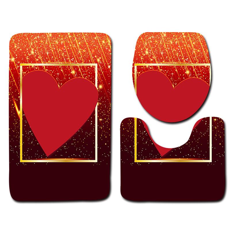Romantic Dream Valentine'S Day Bathroom Toilet Floor Mat 3-Piece Set