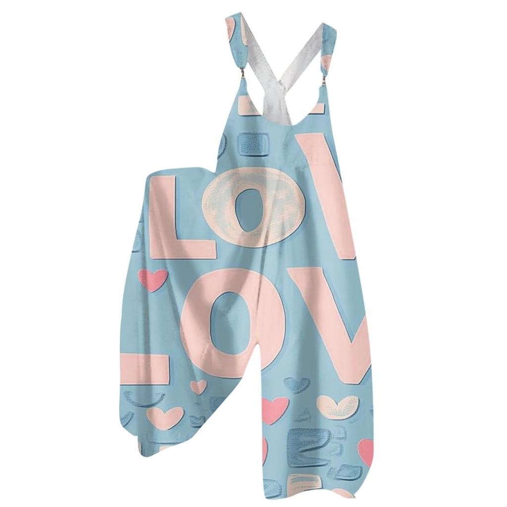 Moda Damska ul. Patrick Print Casual Luźny Kombinezon z Szerokimi Nogawkami