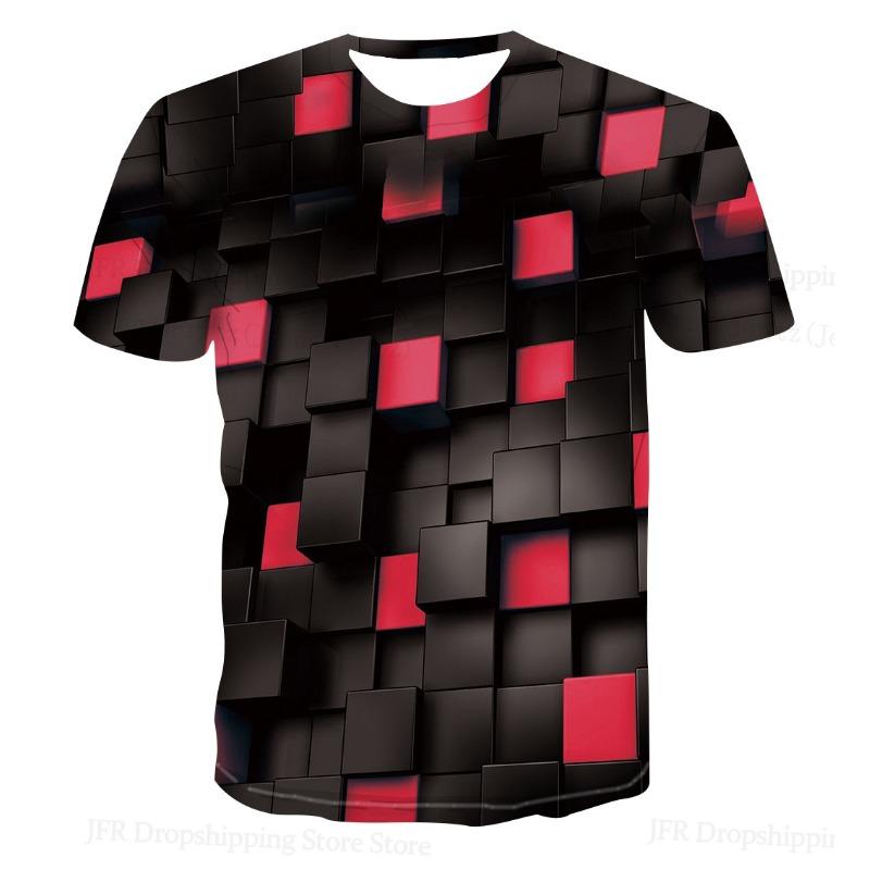 Women T Shirt 3D Funny Optical Illusion 3d Print T-shirt O-Neck Short Sleeve Tops Tees Women Clothing Geometric Tshirt Dizzy