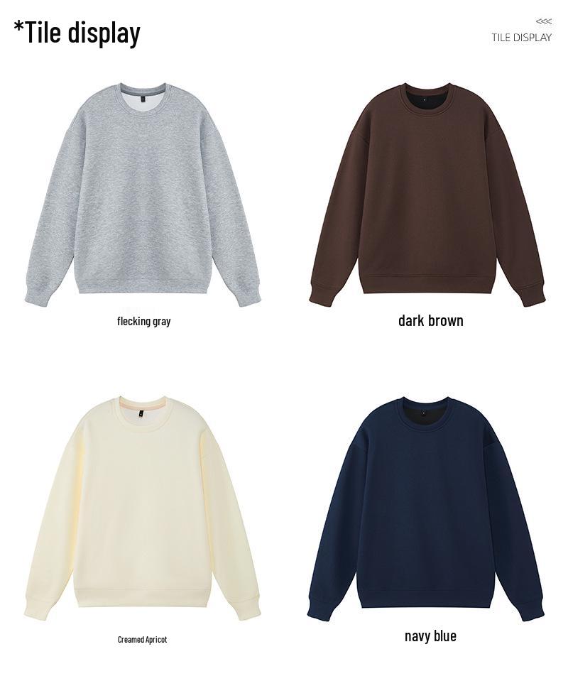 Trendy Heavyweight Drop Shoulder Cotton Pullover Women's Loose Long Sleeve Solid Sweatshirt