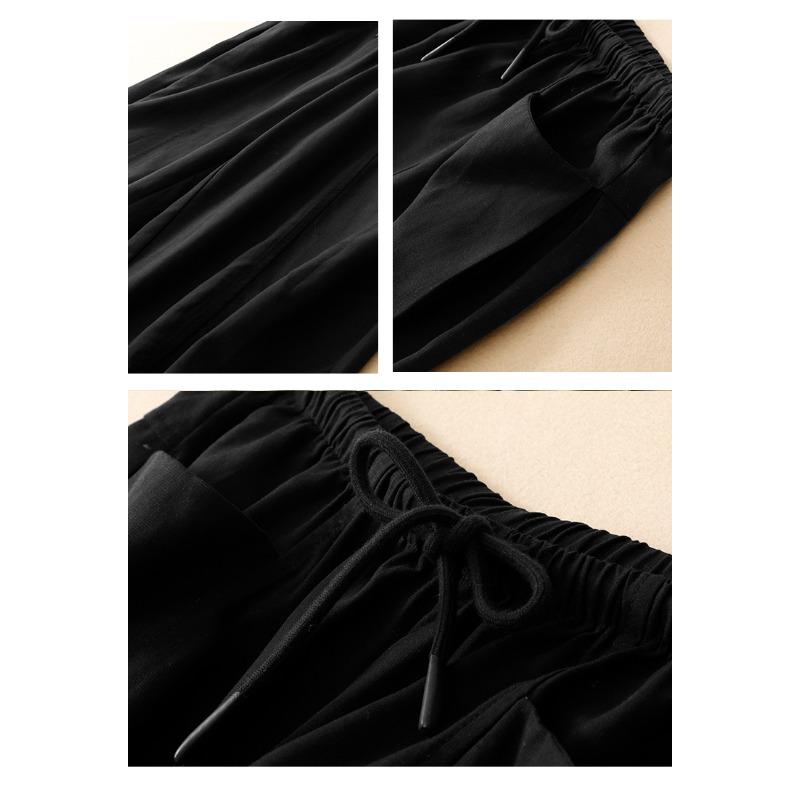 DIMANAF 2026 Summer New Plus Size Women Long Pants Elastic Waist Cotton Linen Vintage Loose Casual Lady Bottoms Clothing