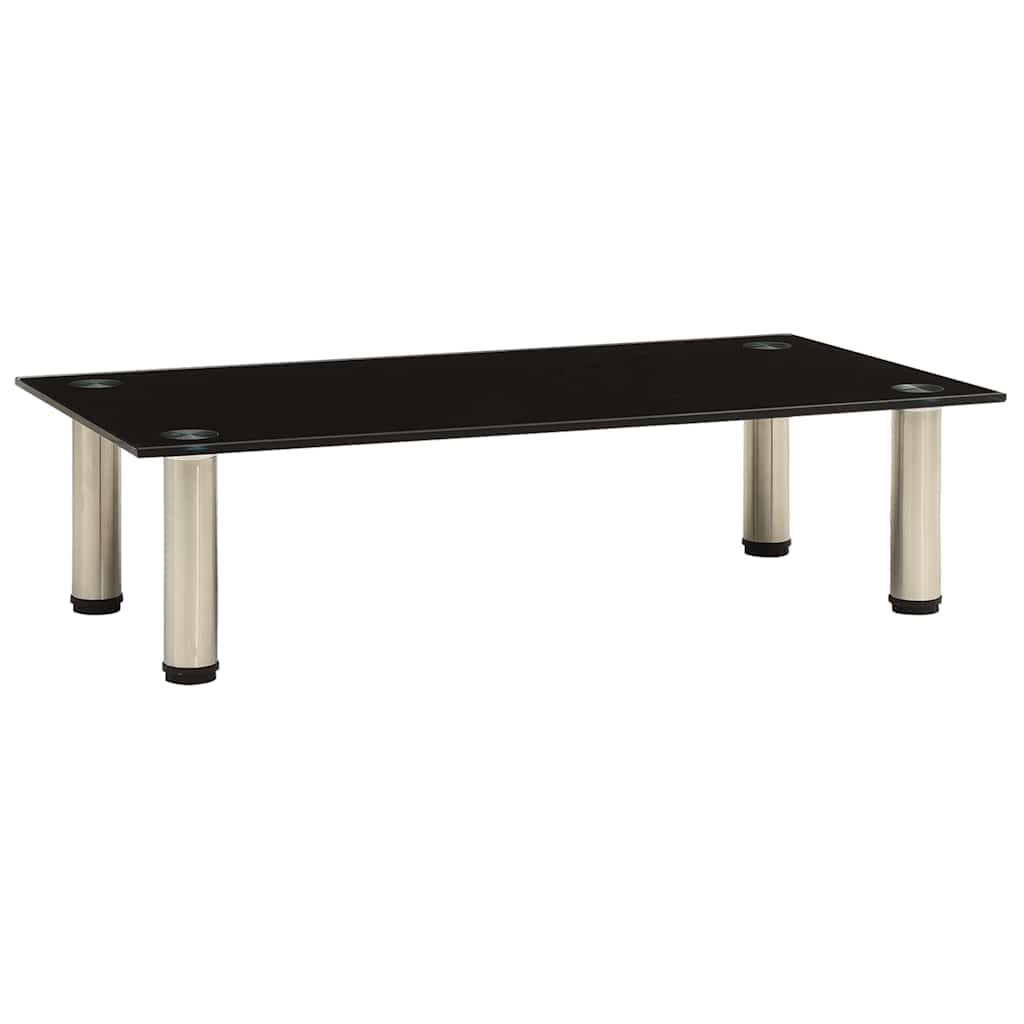TV Stand 60 X 35 X 17 Cm Black Tempered Glass