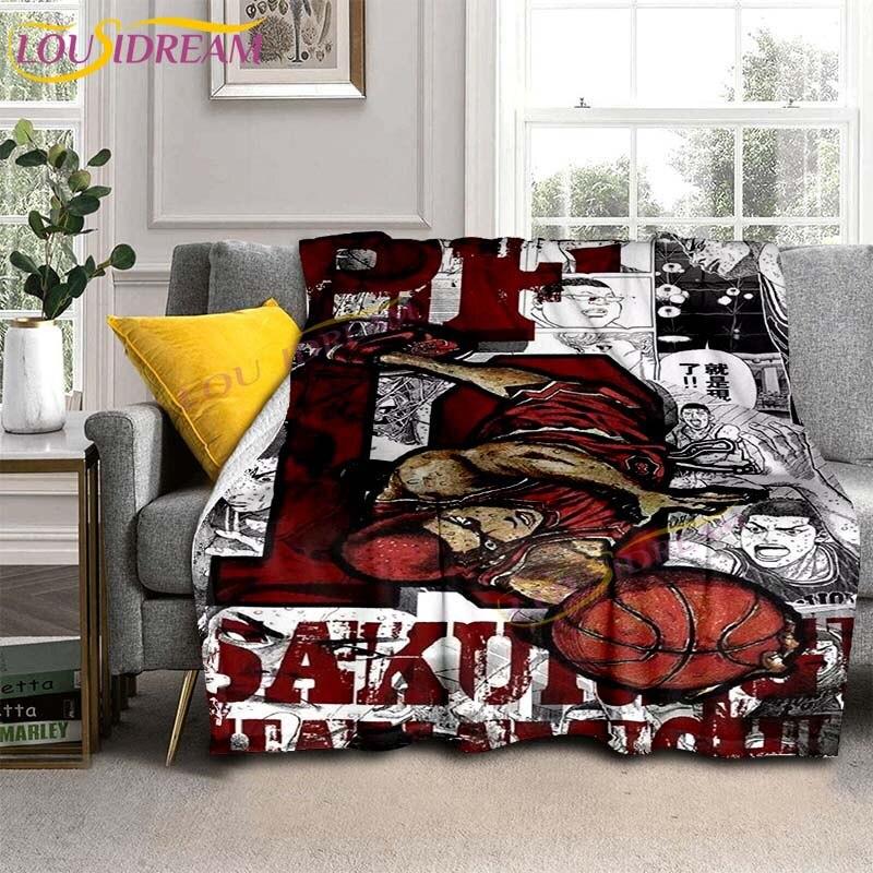 SLAM DUNK Blankets Slam Dunk Sakuraqi Flannel Blankets 3D Cartoon Throw Blankets for Bedroom Sofa Travel Camping Warm Blankets