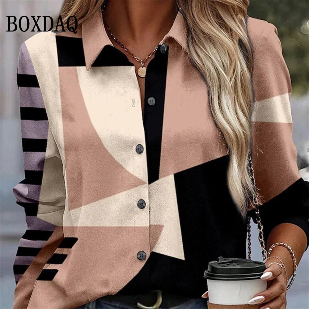 Spring Long Sleeve Button Shirts 3D Floral Printed Loose Lapel Shirt Vintage Women's Blouses Tops Summer Female Clothing 2026